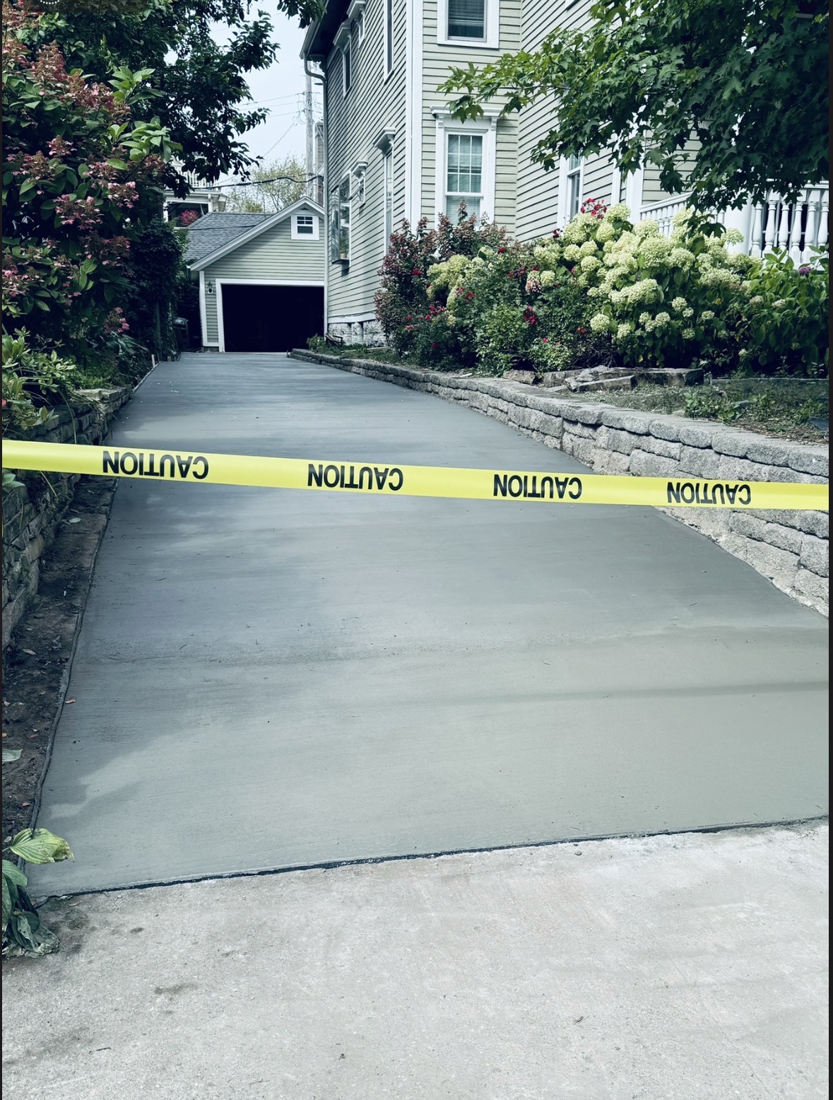 New concrete driveway