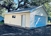 Finished garage with new siding