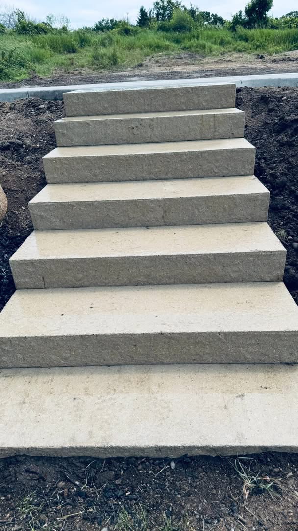 Limestone block stairs